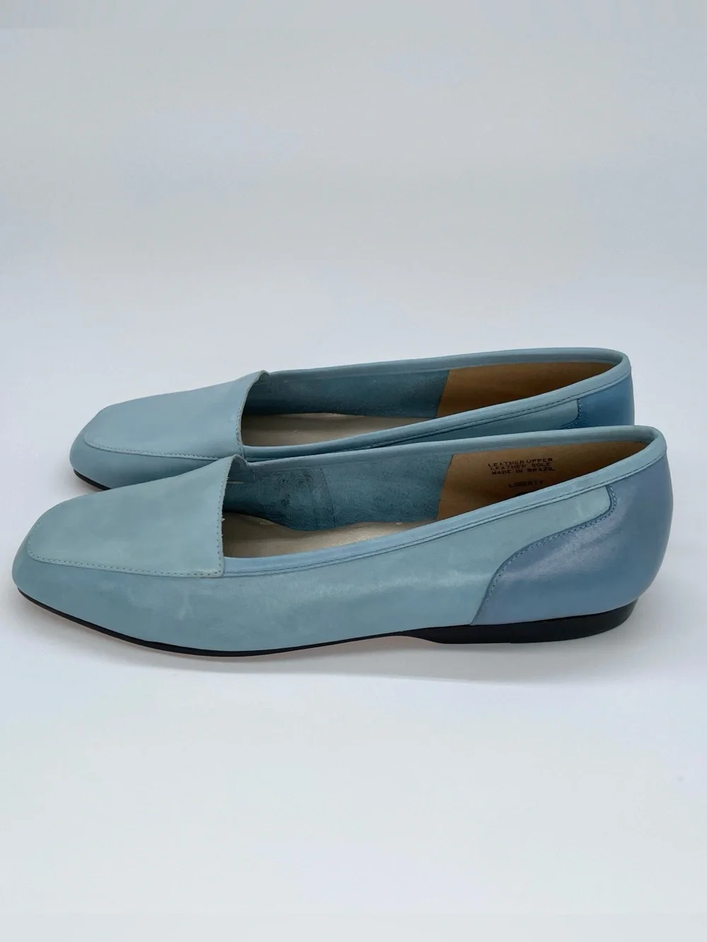 Vintage Enzo Angiolini Liberty Two-Tone Blue Leather Square Toe Loafers 7M